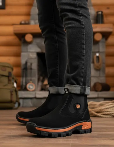 Bota Botina Masculina couro Palmilha Em Gel