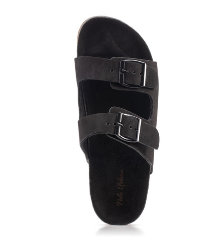 Sandalia masculina Polo Urban Zion nobuck preta - vista frontal com fivelas