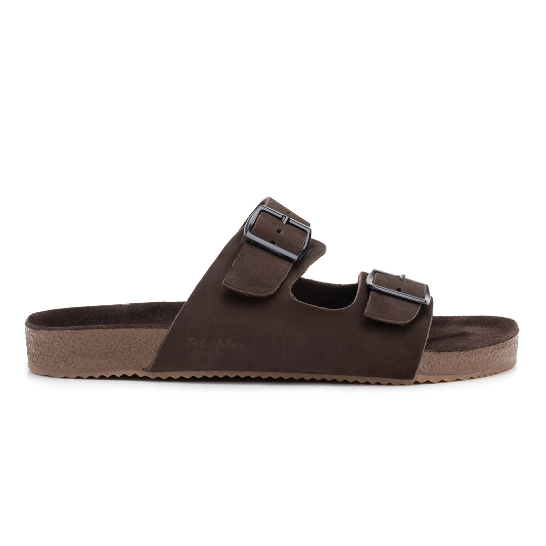 Sandalia masculina Polo Urban Zion em couro nobuck marrom - vista lateral