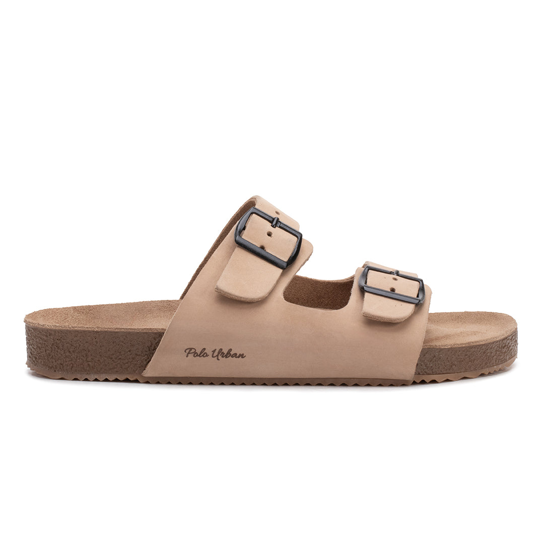 Sandalia masculina Polo Urban Zion couro nobuck areia - vista lateral