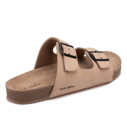 Sandalia masculina Polo Urban Zion nobuck areia - vista traseira com solado