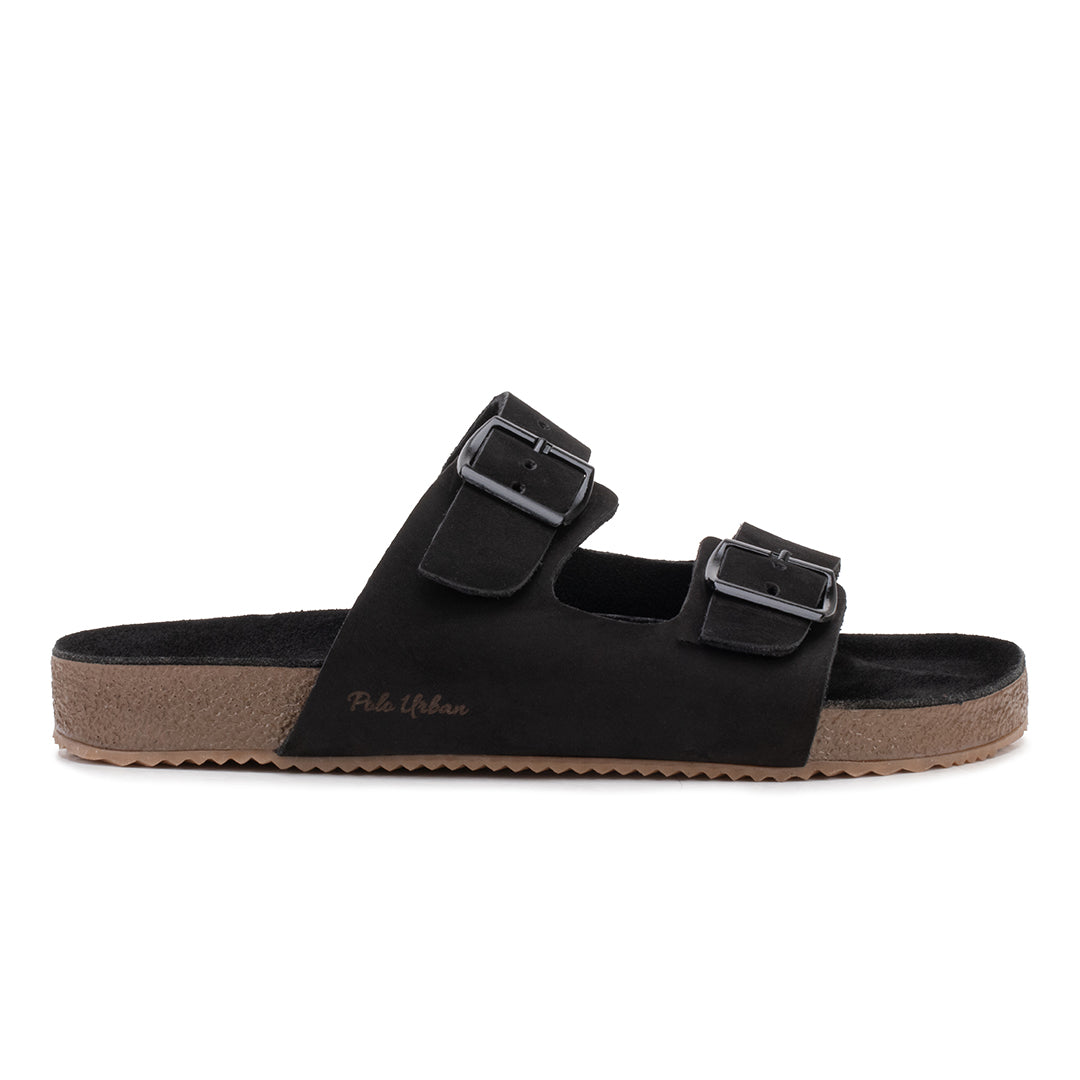 Sandalia masculina Polo Urban Zion couro nobuck preta - vista lateral