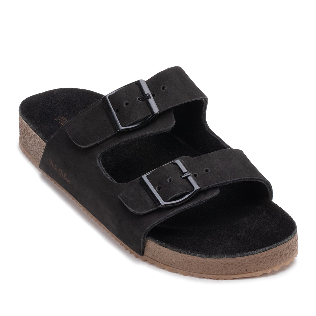 Sandalia masculina Polo Urban Zion nobuck preta - detalhe do solado e palmilha