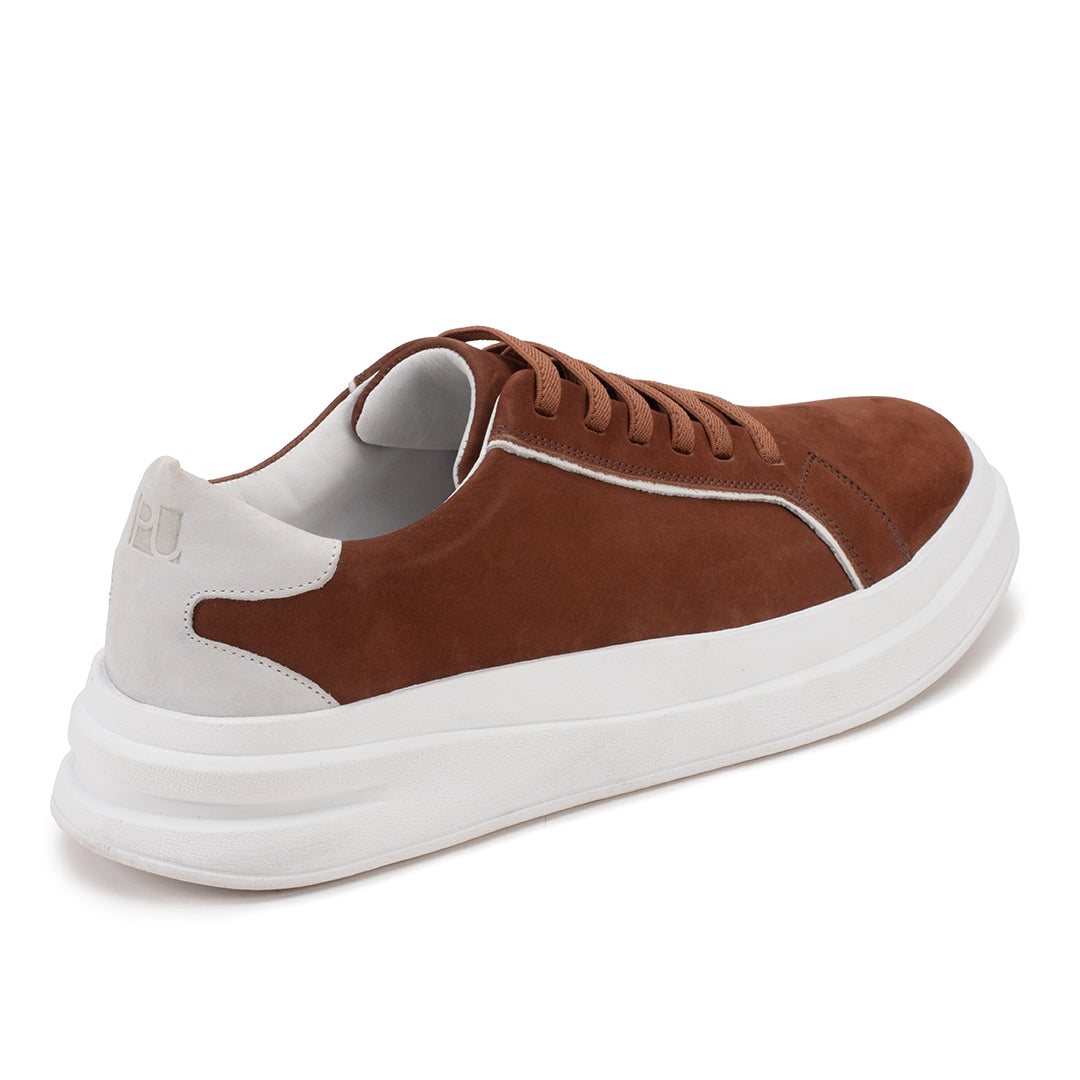 Tenis casual masculino couro nobuck sola alta - vista traseira